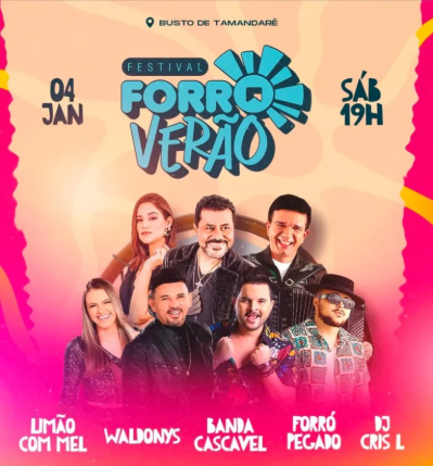 Forró Verão inicia neste sábado com shows de Limão com Mel, Waldonys, Banda Cascavel